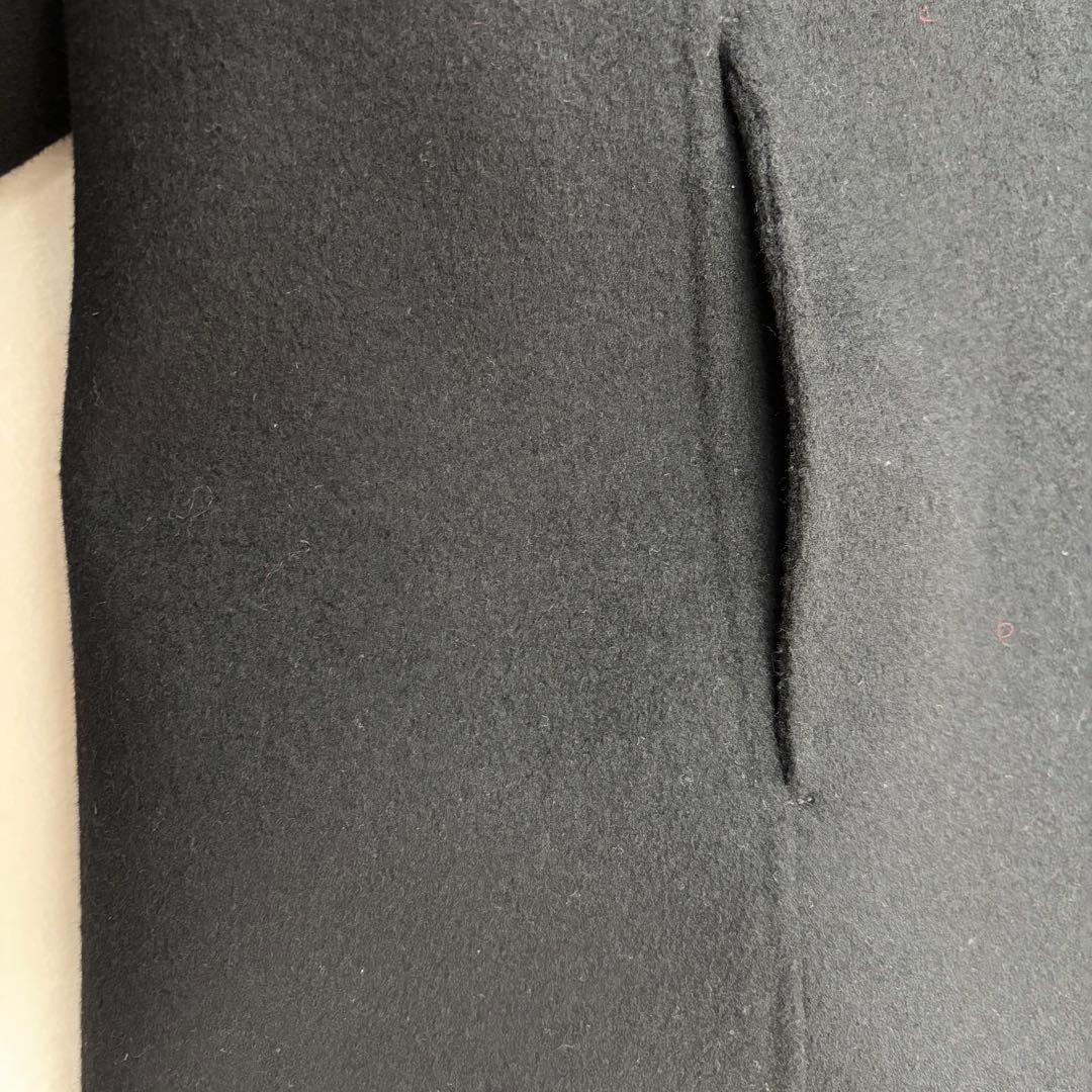 ミズイロインド　ウール ショートリバーコート 黒　フード