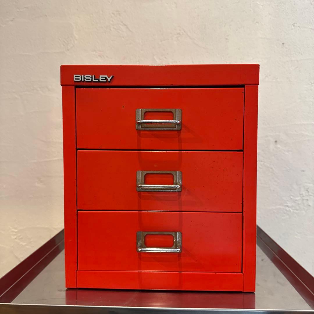 BISLEY BASIC スチールキャビネット 3段 レッド