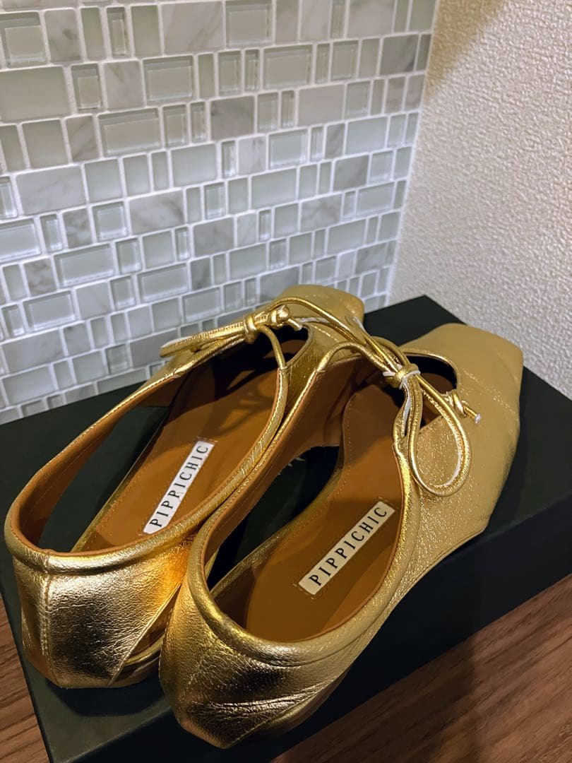 美品　PIPPICHIC AMBERCOCO ゴールド シューズ35 1/2