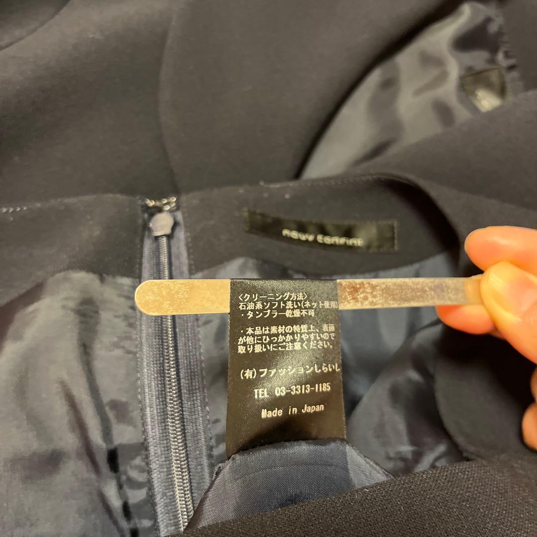 美品＊大きいサイズ13号XL ヌーヴコンフ ィニお受験スーツ ワンピース濃紺