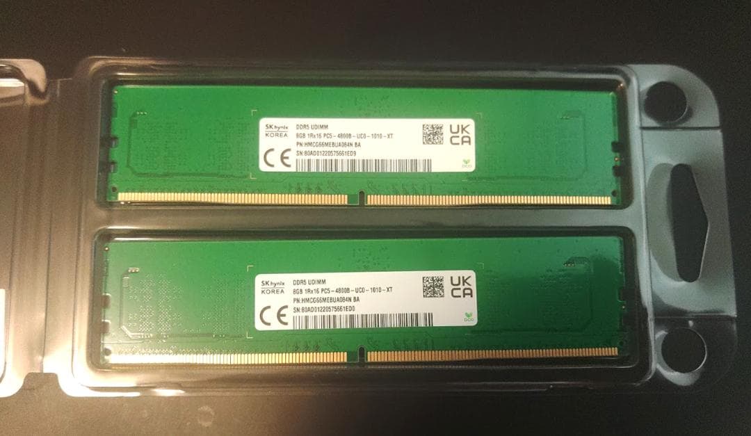 DDR5 8GB PC5-4800B SK hynix 2枚