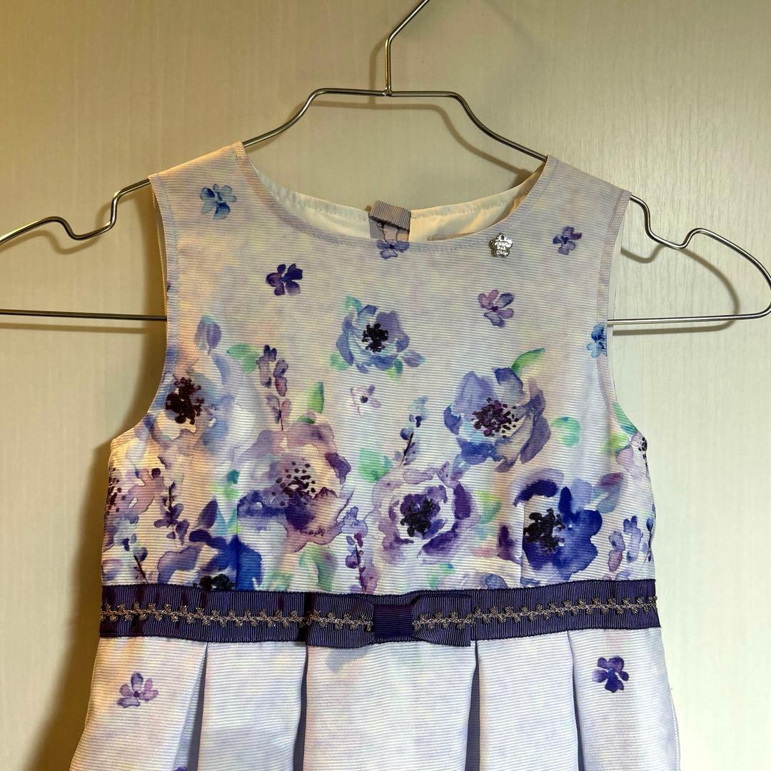 美品　花柄ノースリーブドレス（紫色系）、ジャケット、ブラウスセット120㎝