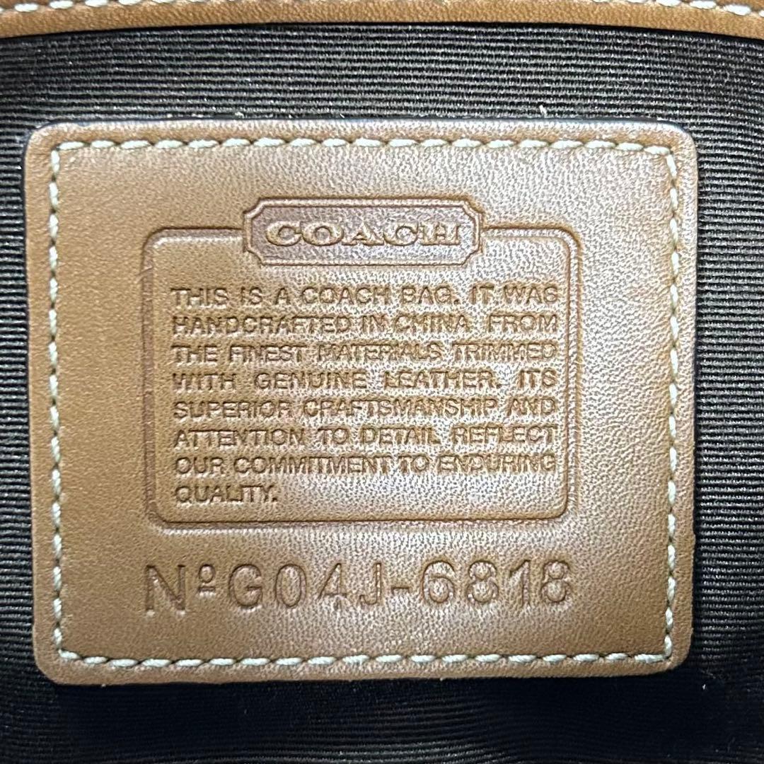 【美品】コーチ 6818 ソーホー シグネチャー ジャガー ワンハンドバッグ 茶
