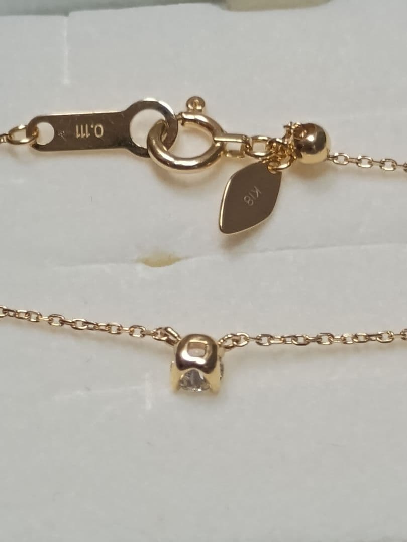 4℃ K18イエローゴールド 一粒ダイヤモンド ネックレス ダイヤ0.111ct