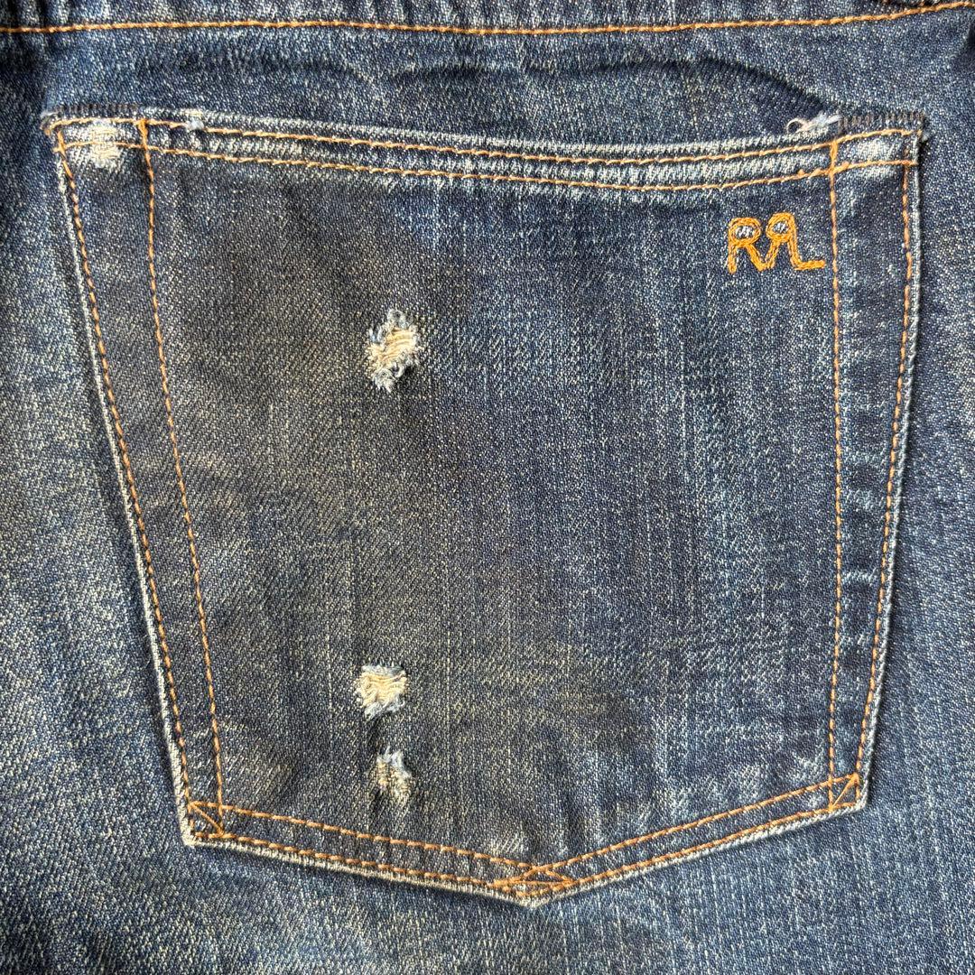 【名作】RRL CRUSH JEANS ダメージ インディゴ デニムパンツ 32