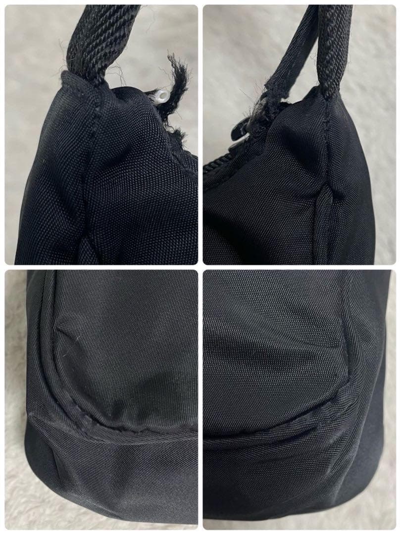 極美品 プラダ アクセサリーポーチ ハンドバッグ 三角ロゴ ナイロン 大容量