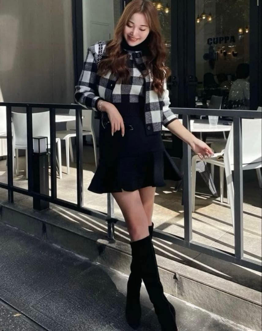 sheller シェリエ　ステッチウールフレアスカート