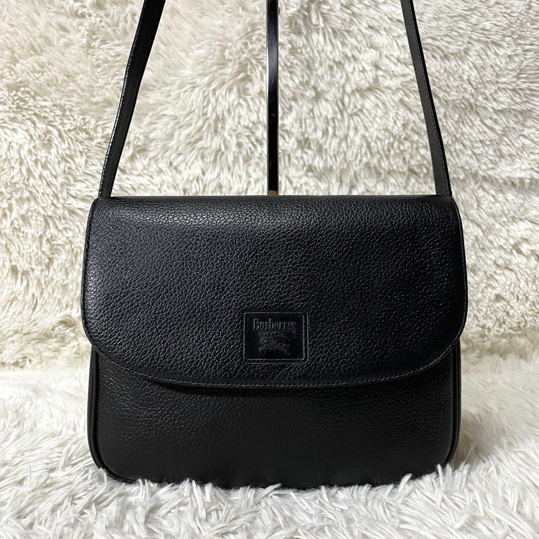 【美品】Burberry バーバリー　ショルダーバッグ　レザー　ブラック　黒