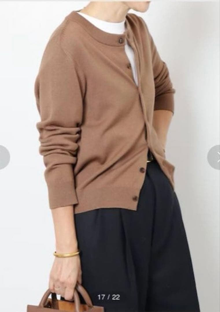 【２０２３】ドゥーズィエムクラス　 WISHクルーネックカーディガン　キャメル