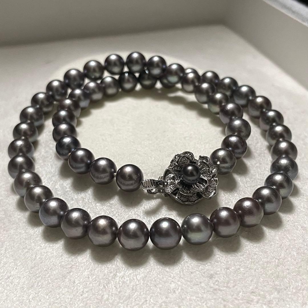 【テリ良✨あこや黒真珠】 ネックレス 7.0-7.5mm アコヤ パール 本真珠