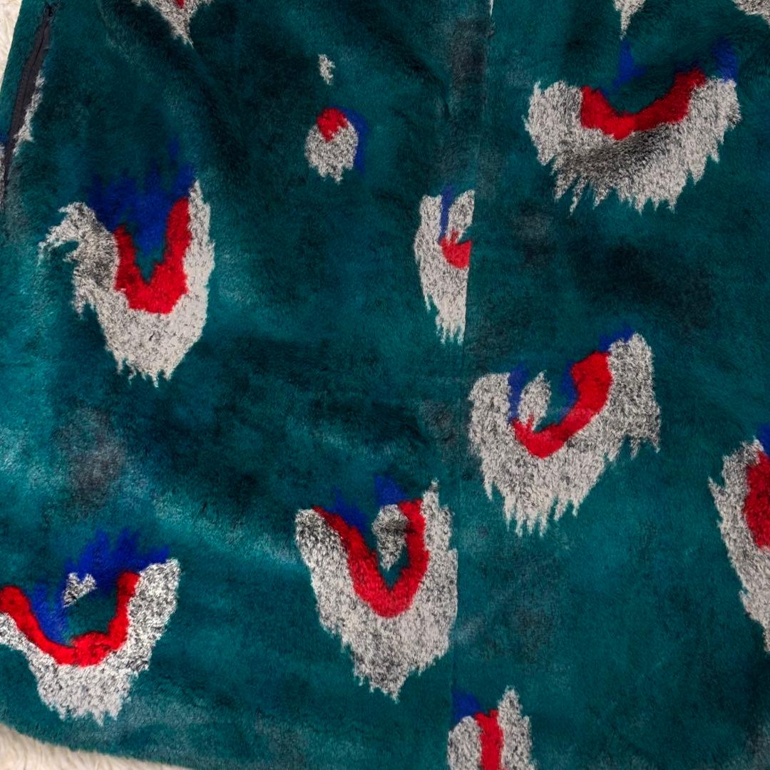 極美品✨TRUNO 総柄　高級ファーノーカラーコート孔雀柄 定価¥46,200