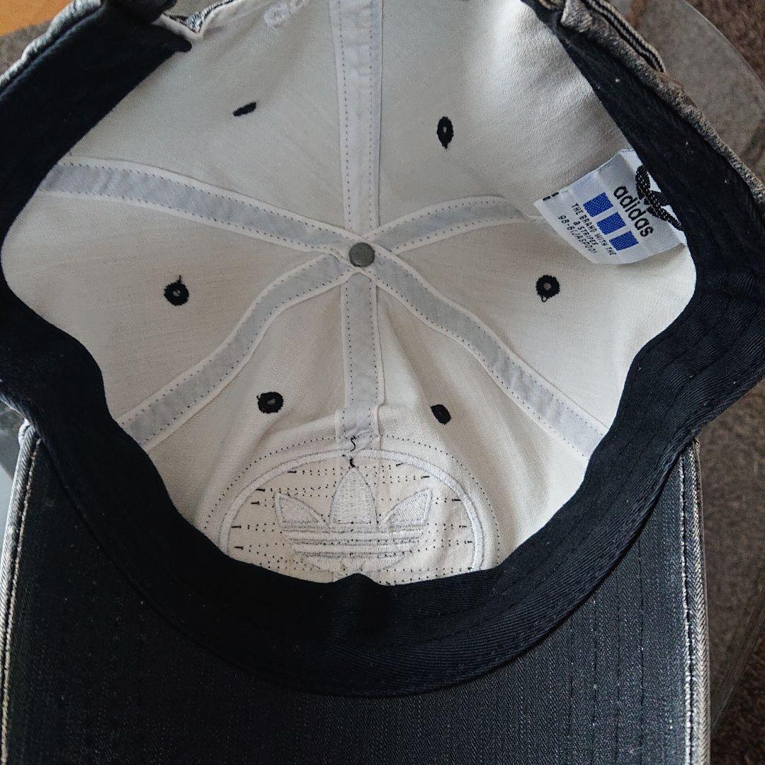 希少！90s adidas ブラックデニム キャップ descente デサント