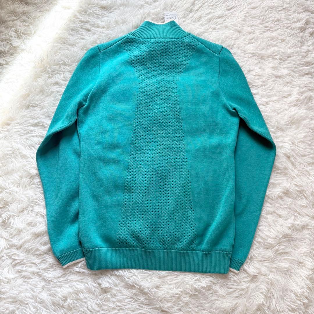 デサントゴルフ ウェア ブルーグリーン フルジップ ニット ジャケット L