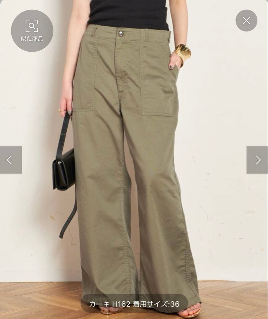 新品AP STUDIO ミリタリーワイドパンツ　カーキ