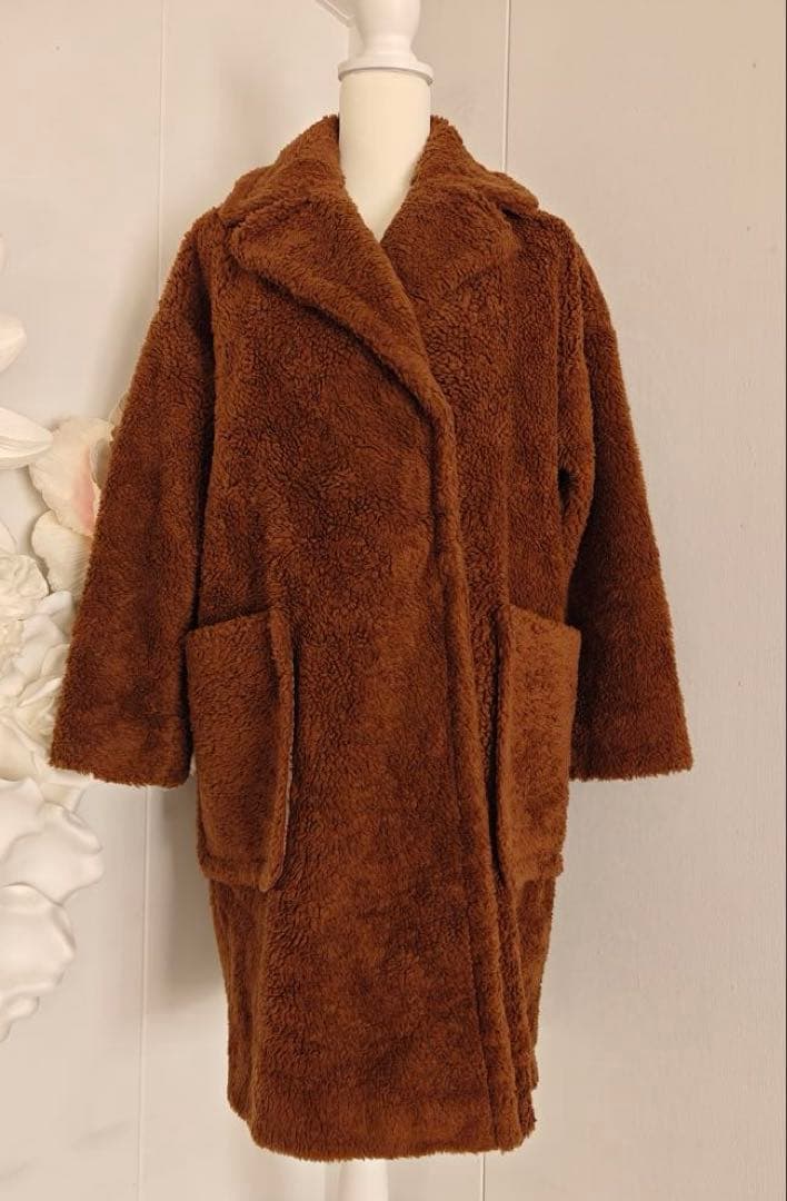 美品 Weekend Max Mara テディベア ボアコート ウール 38 茶