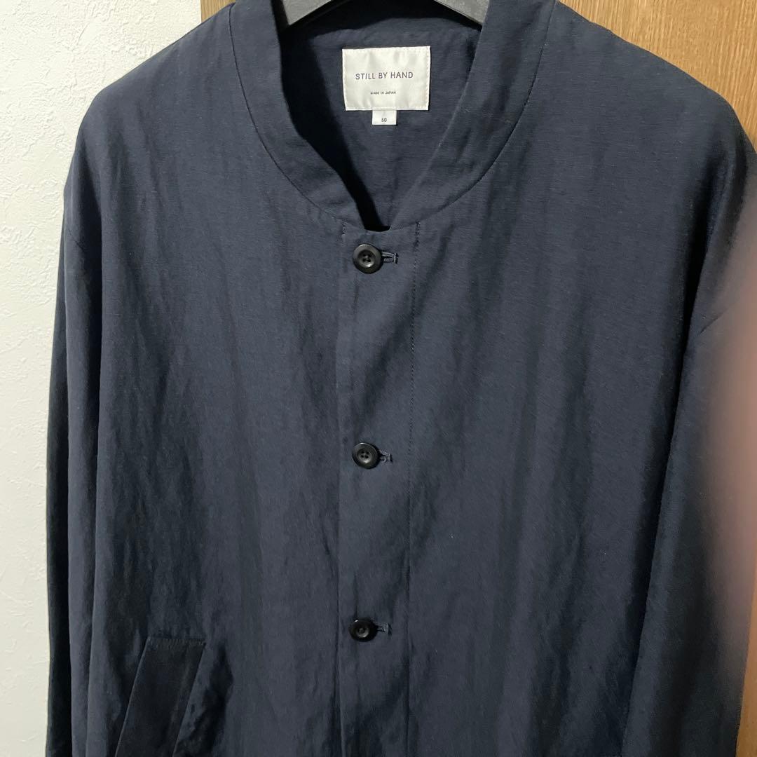 still by hand コットンリネン　ブルゾン　ダークネイビー　50