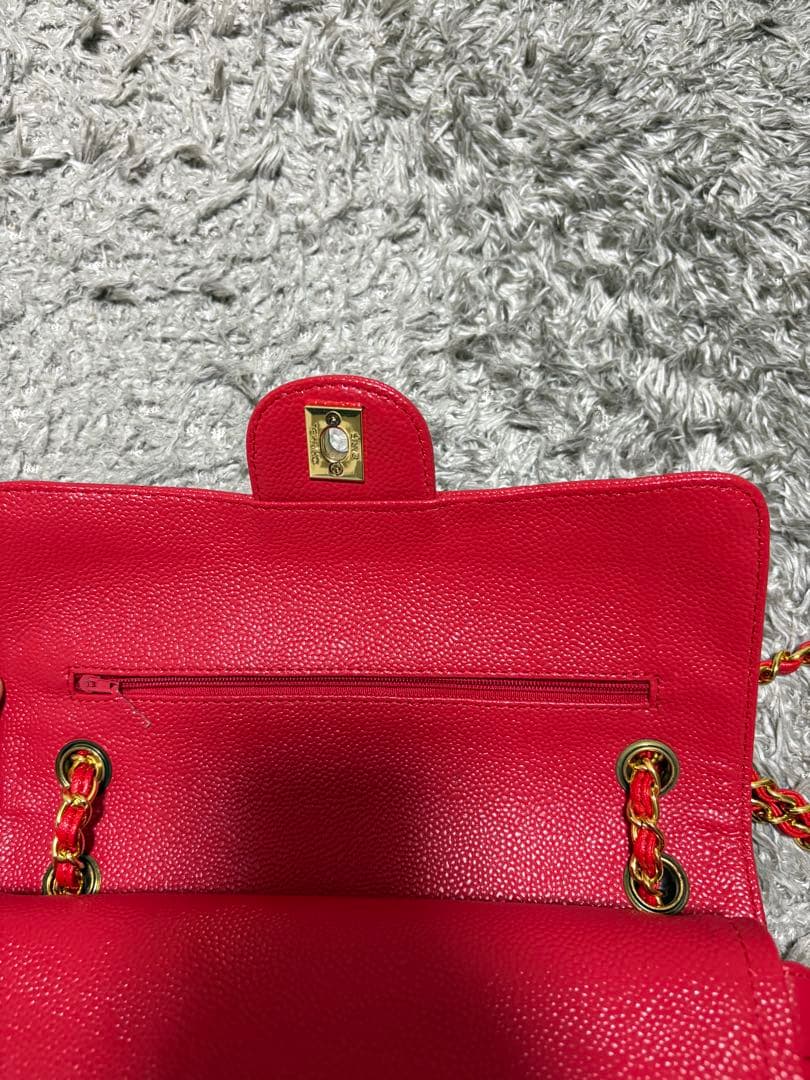 ⑧シャネル　レッド　チェーンバッグ　ノベルティ