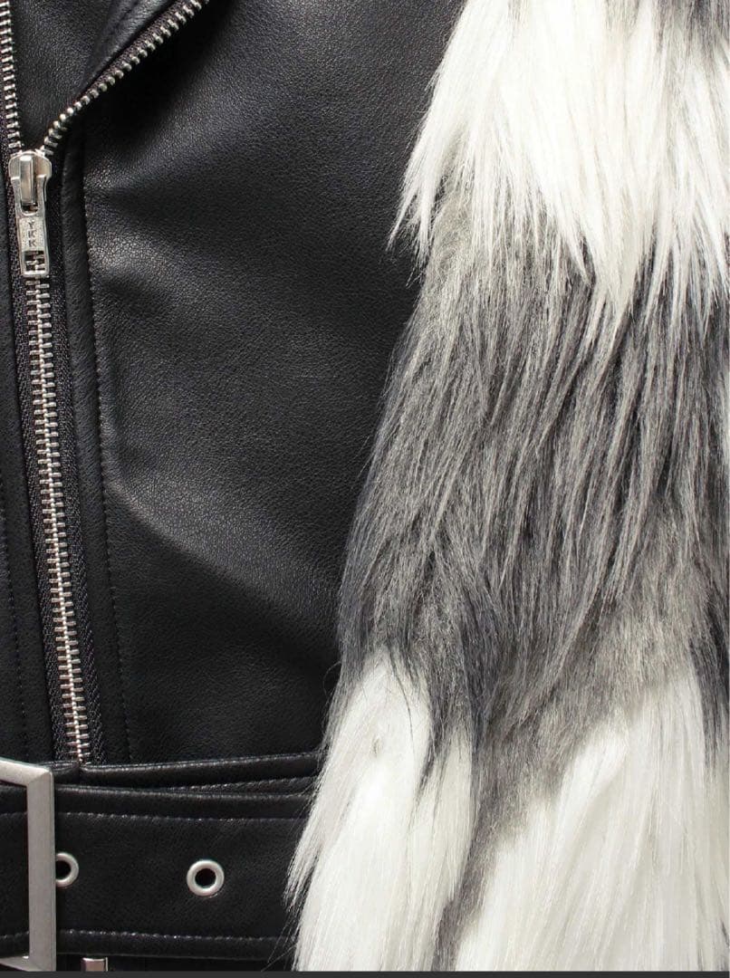 即日発送！GYDA レイヤードエコファーライダースジャケット　ミックス　僅か