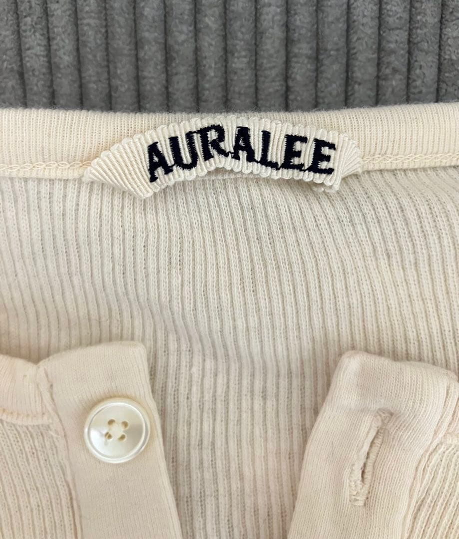 トップス AURALEE ORGANIC SOFT RIB HENLEY NECK L/S