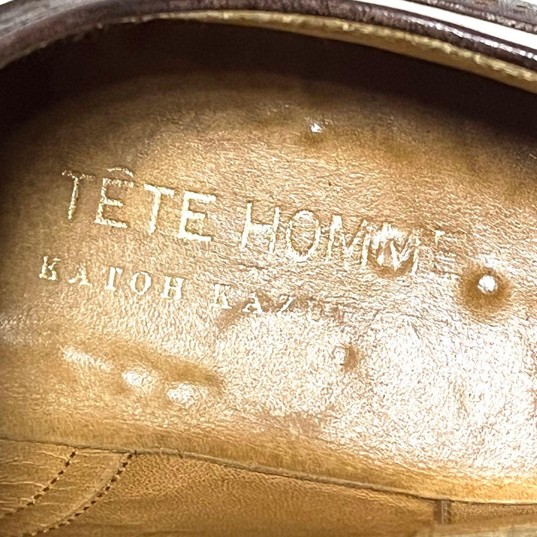 ★TETE HOMME テットオム★コンビレザー★バイカラー★S(25cm)★