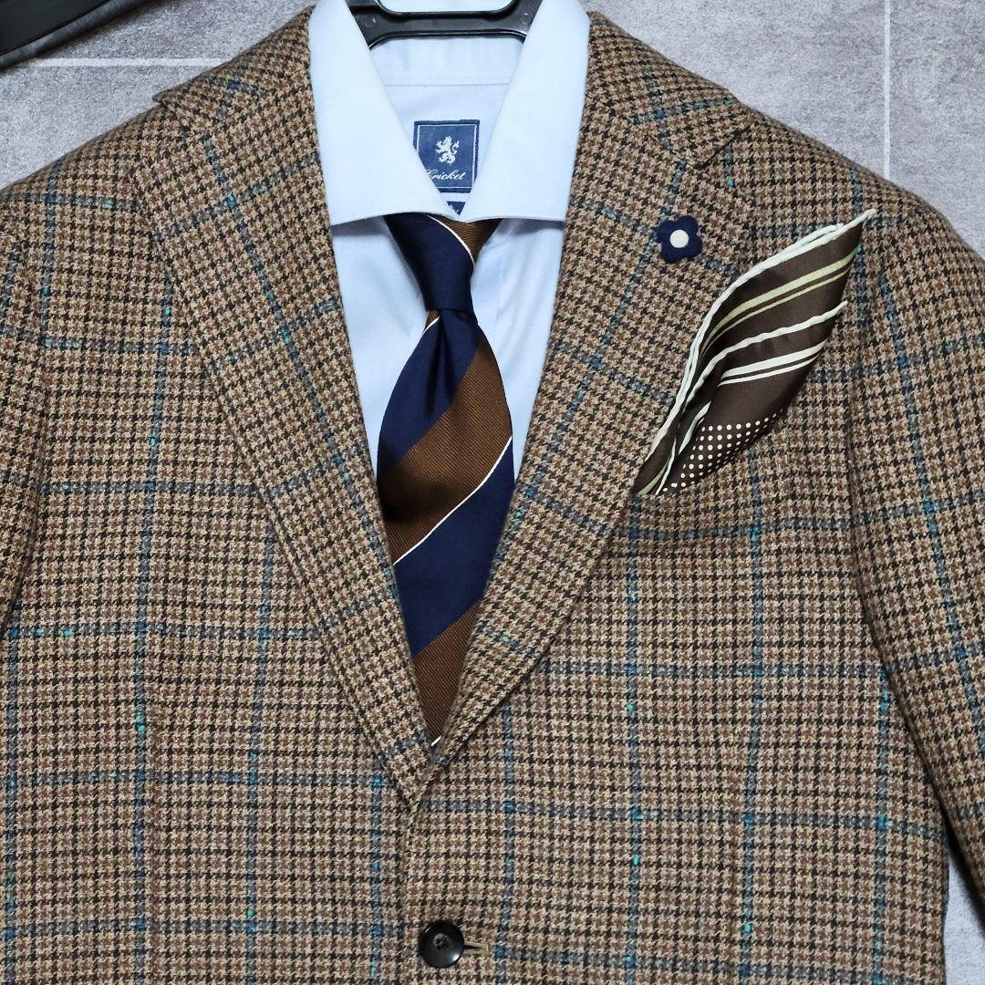 ★未使用近 ラルディーニ 秋冬 超高級ツイード ブラウン テーラードジャケット