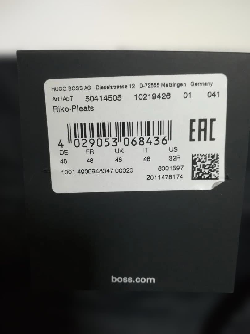 新品 HUGO BOSS 1プリーツ ウールスラックス グレー サイズ48