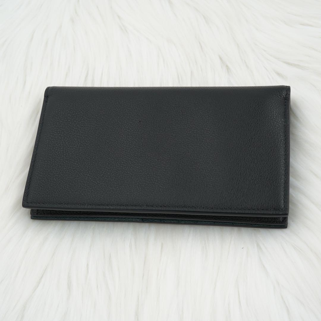 未使用品　箱付き　BVLGARI ブルガリ　長財布　バイカラー　レザー　グリーン