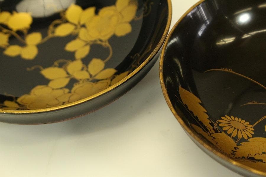 草花蒔絵 図変わり 椀皿 十客(A510)