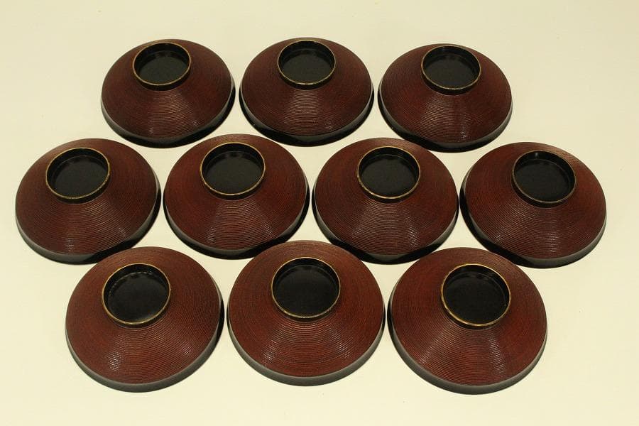 草花蒔絵 図変わり 椀皿 十客(A510)