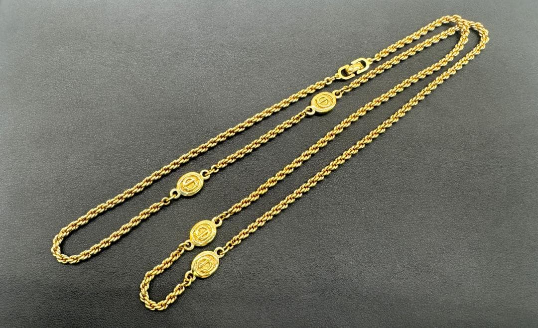 ★Dior ロングチェーン　ネックレス ロゴ金具 ゴールド