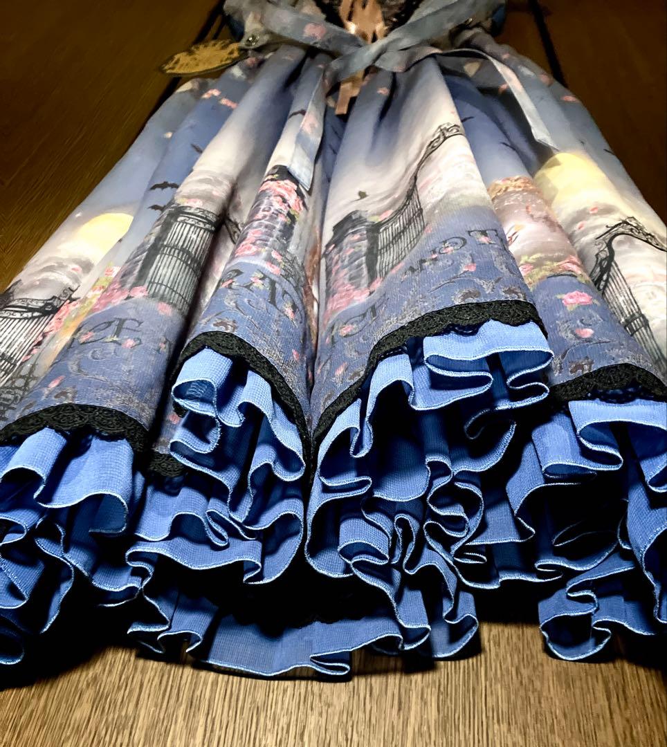 タグ付未使用　Vampire Lament柄 ジャンパースカート Ⅰ 型　ブルー