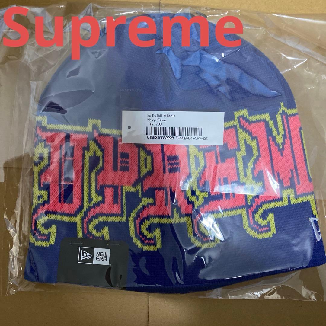帽子 Supreme New Era Outline Beanie Navy