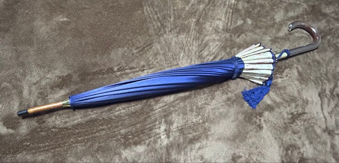 【美品】前原光榮商店 雨傘 親骨16本 濃紺 ダーク　　ネイビー 紳士傘 婦人傘