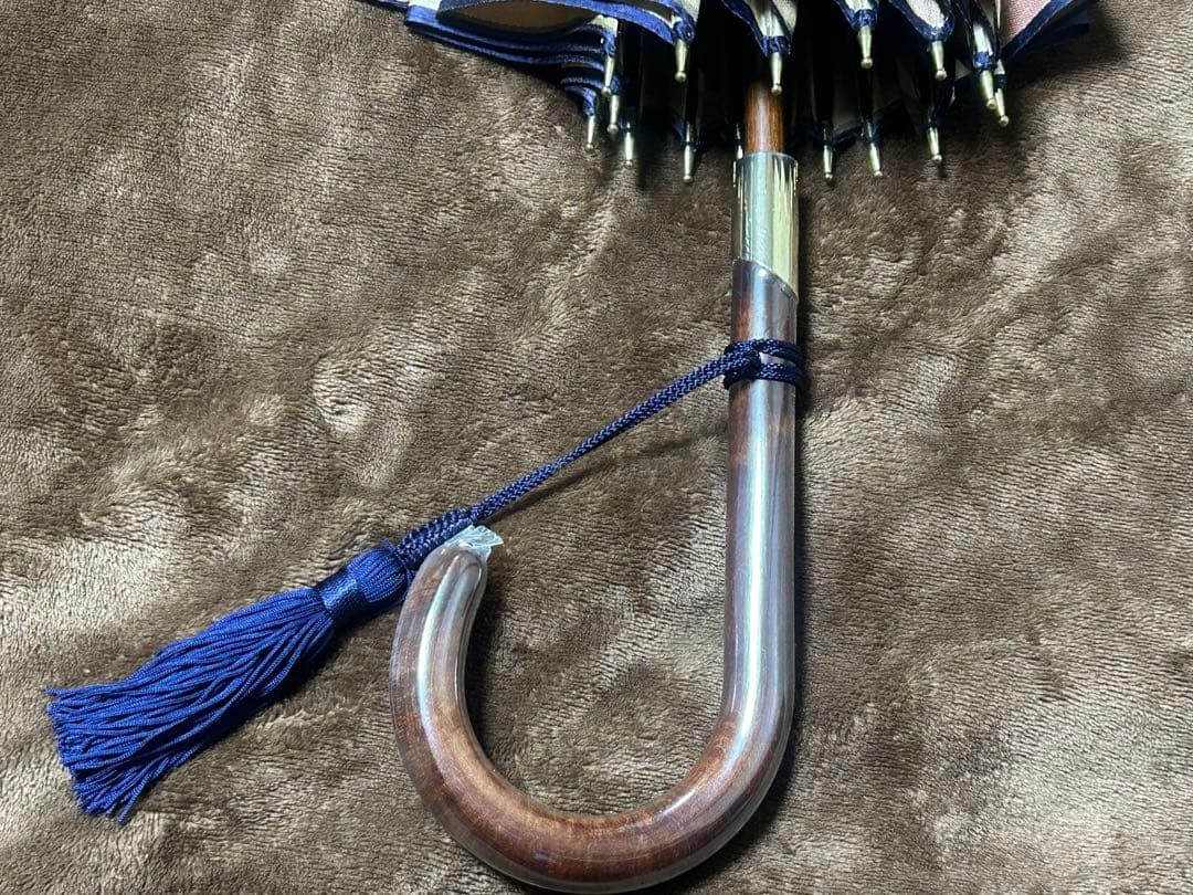 【美品】前原光榮商店 雨傘 親骨16本 濃紺 ダーク　　ネイビー 紳士傘 婦人傘