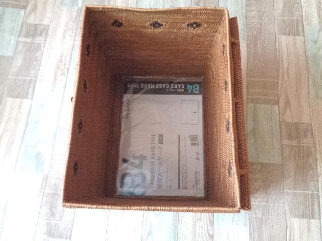 B4長方形ボックス●フタ付●柄入●アタ●バリ島●1002●特大サイズ