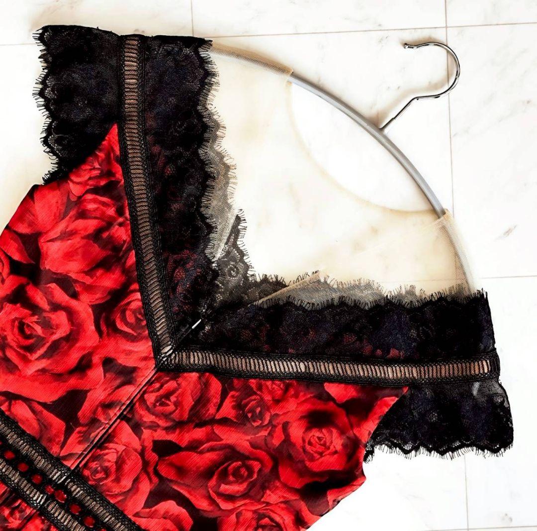 TADASHI SHOJI ローズ レース ロング マキシ ドレス 0