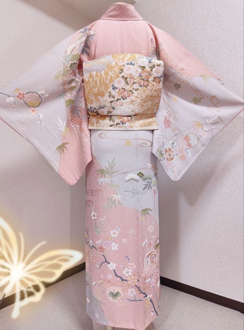 ❰6391❱ フルセット　訪問着　袋帯　帯〆　帯揚げ　正絹 入学式 七五三　着物