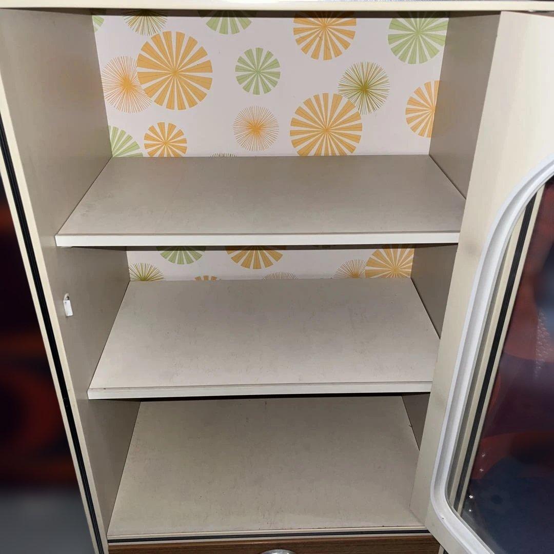 昭和レトロ 収納棚 食器棚 飾り棚 キャビネット ガラス戸 レトロポップ 当時物