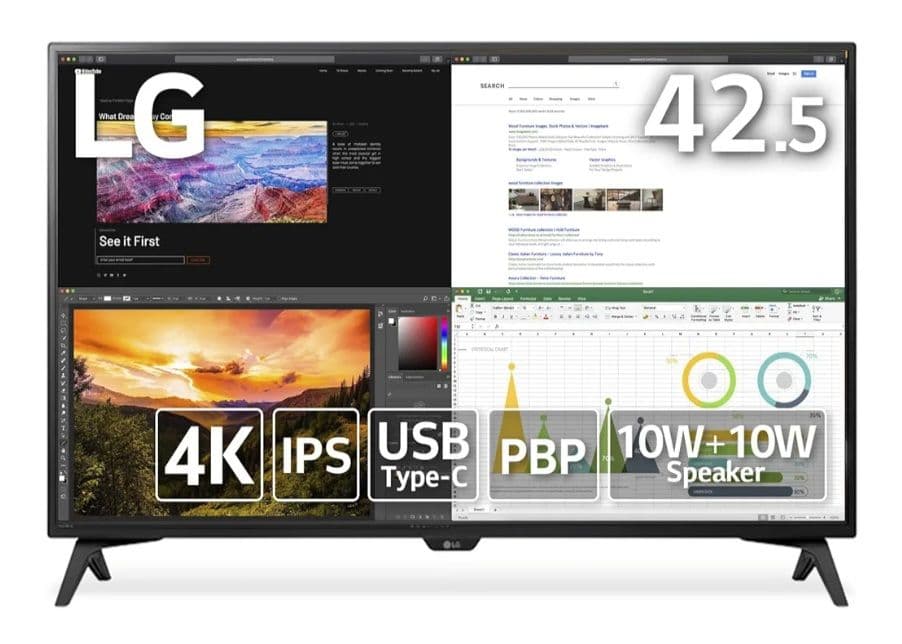 モニター4K対応42.5インチIPS LG 43UN700T-B