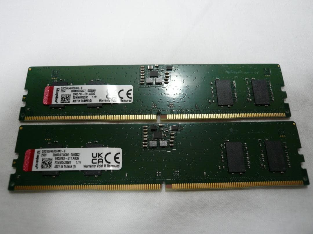 Kingston 16GB DDR5-5600 8GBx2 デスクトップメモリ②
