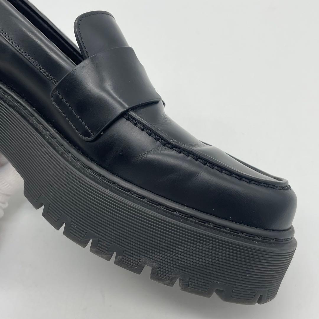 HERMES エルメス　ローファー　モカシン　ブラック　クロ　レザー