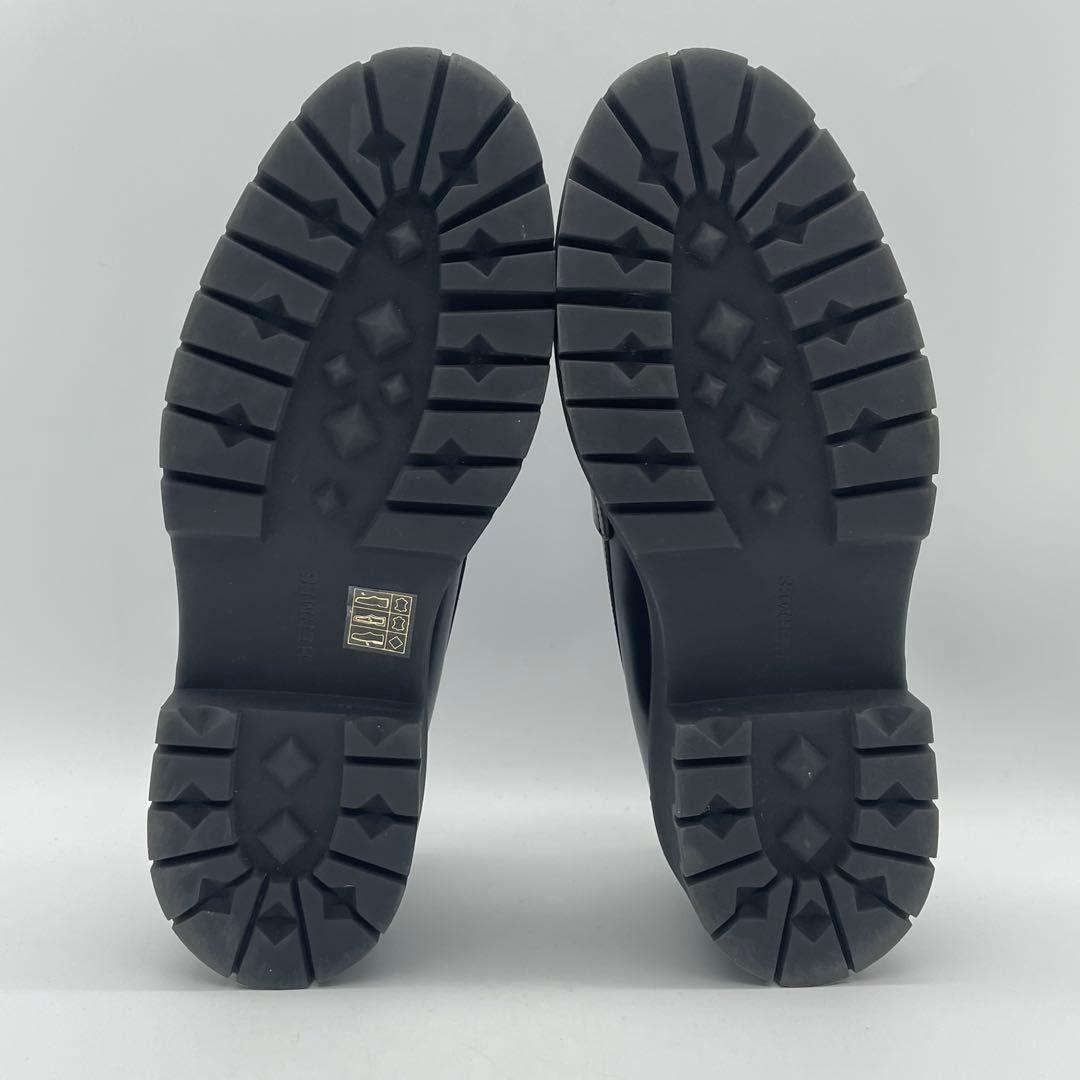 HERMES エルメス　ローファー　モカシン　ブラック　クロ　レザー