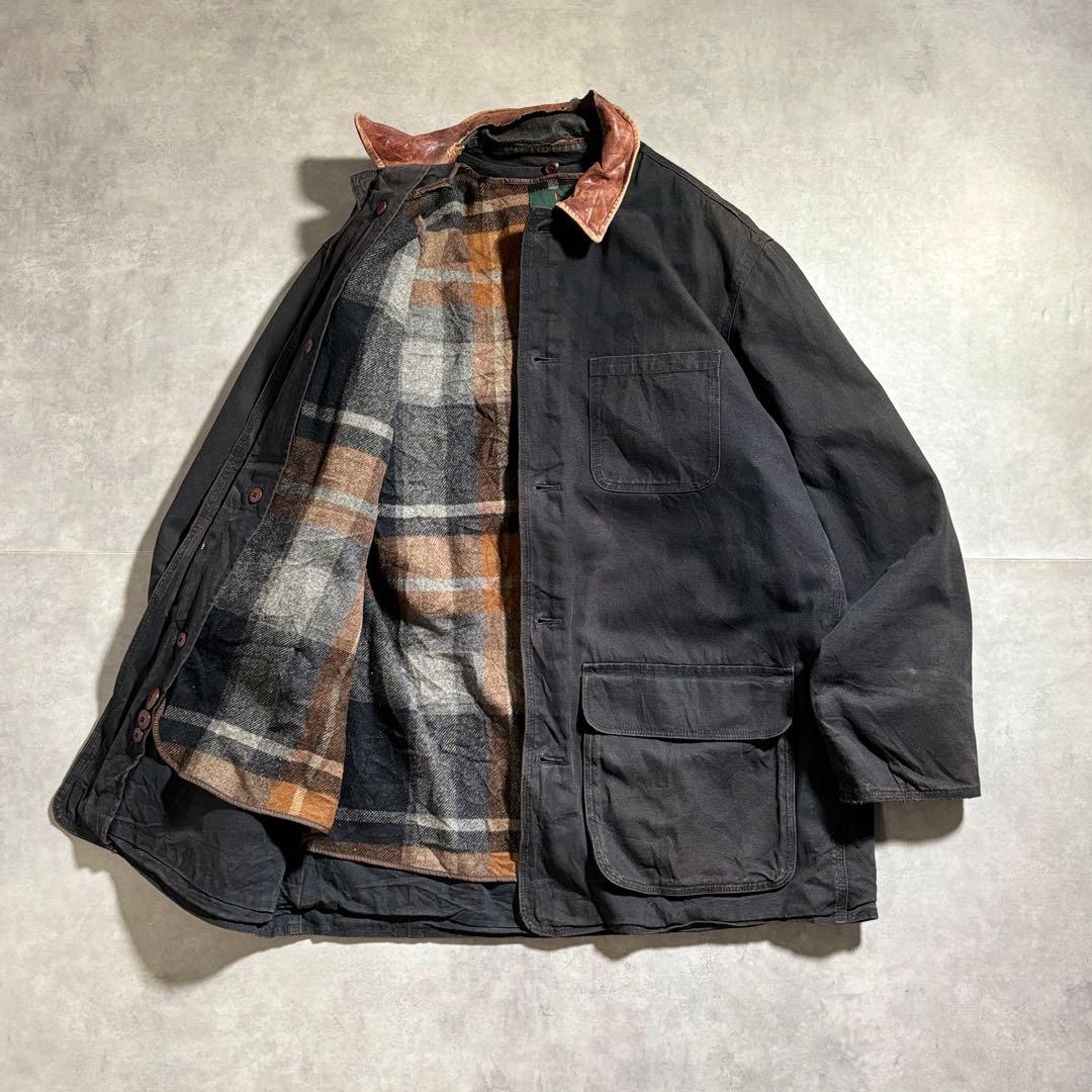古着 90s J.CREW 巨人タグ ハンティングジャケット ハーフコート 黒