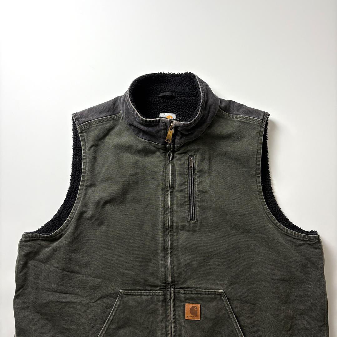 carhartt ダックベスト 裏ボア 2XL モスグリーン ブラック