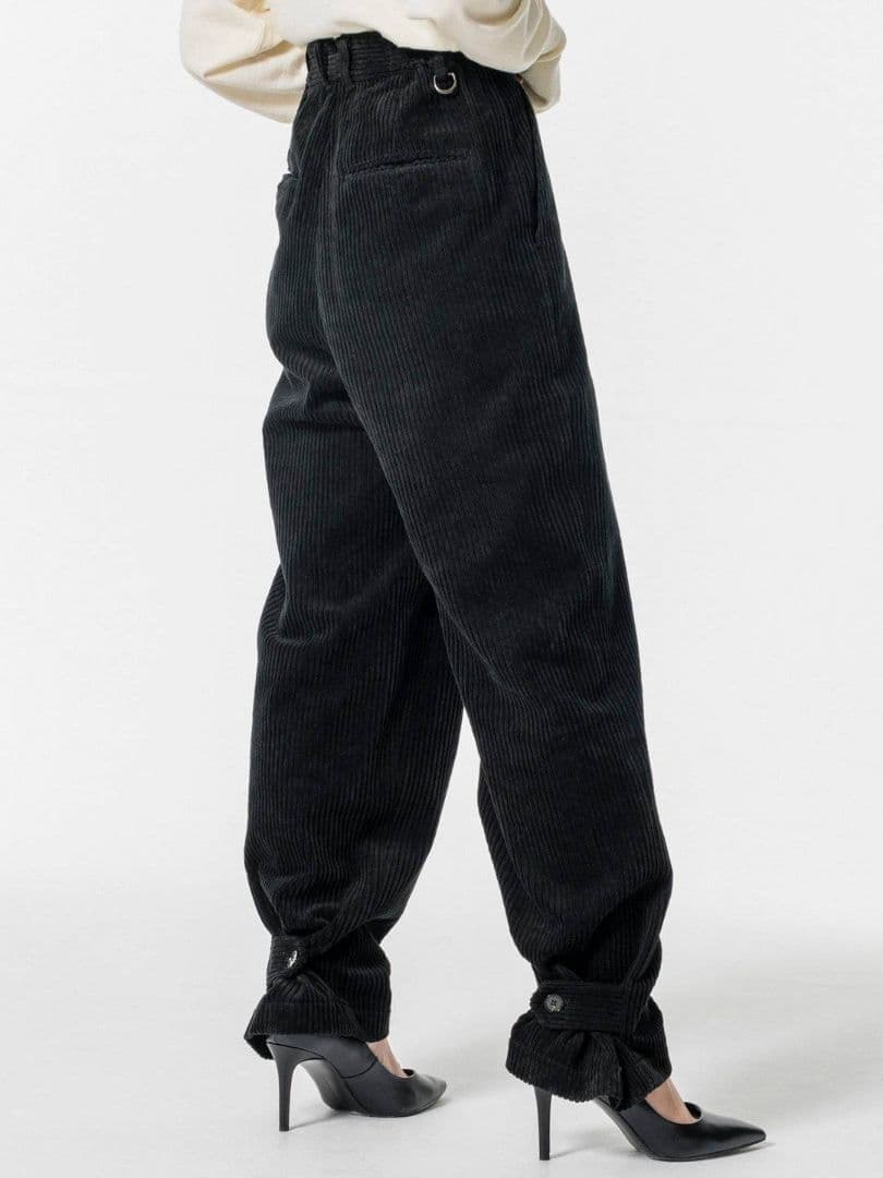 TEECHI (ティーチ)　コーデュロイ ワイドパンツ 黒　グルービーパンツ