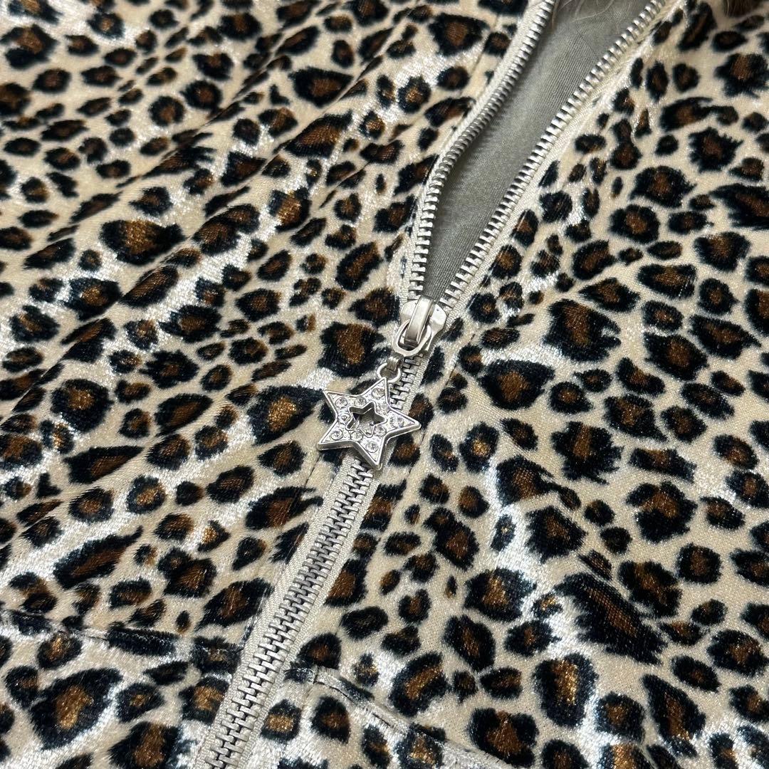 【激レア】平成ギャル y2k　JSG リアルファー付き猫耳ヒョウ柄パーカー