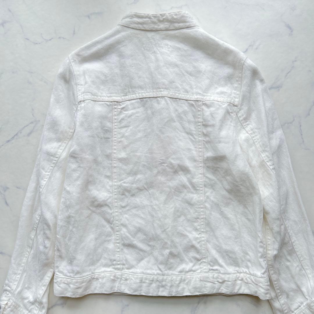 Hands　of　creation リネン デニムスタンドカラーGジャン 白