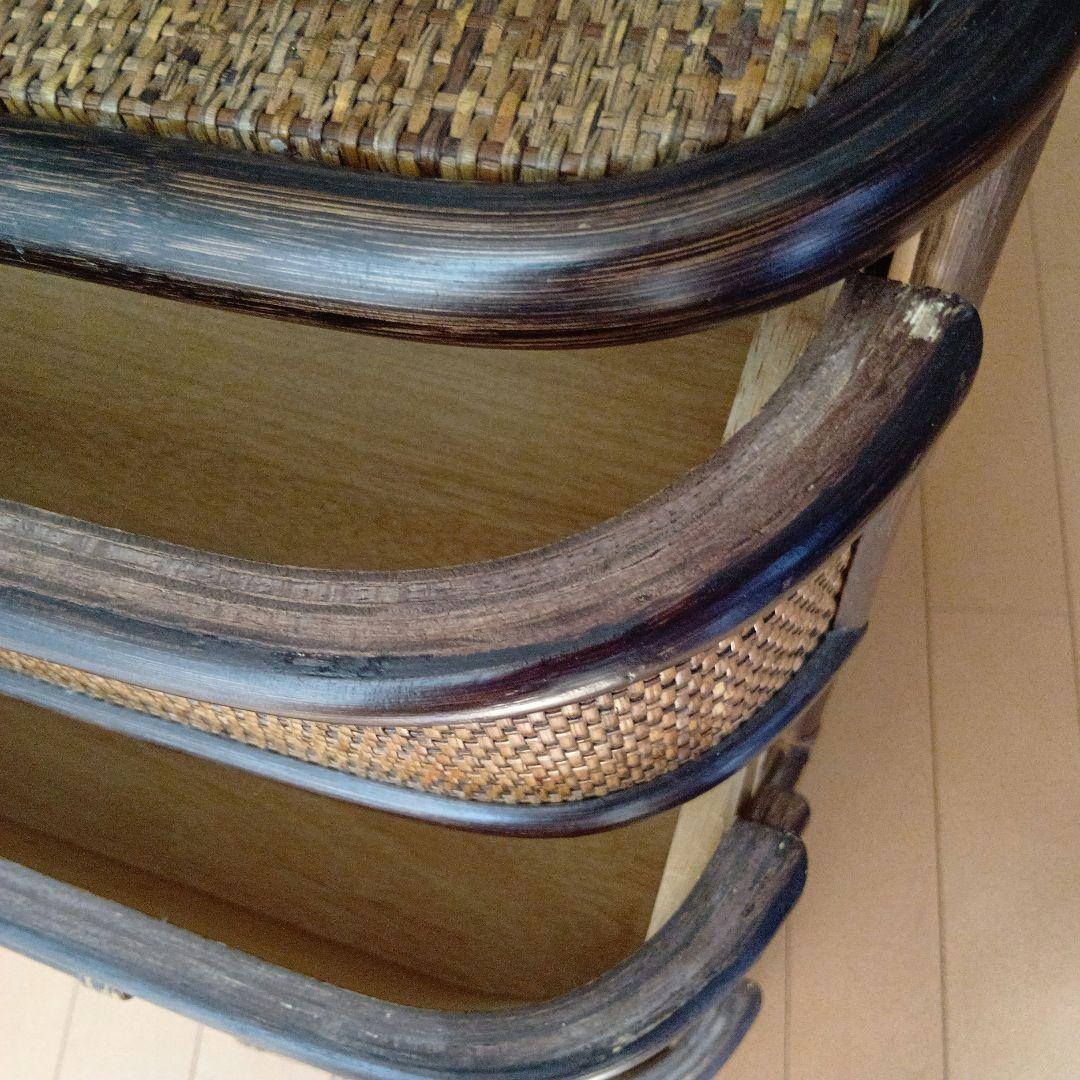 籐家具ラタン 昭和レトロ エスニック アジアンラック ４段木製チェスト ブラウン