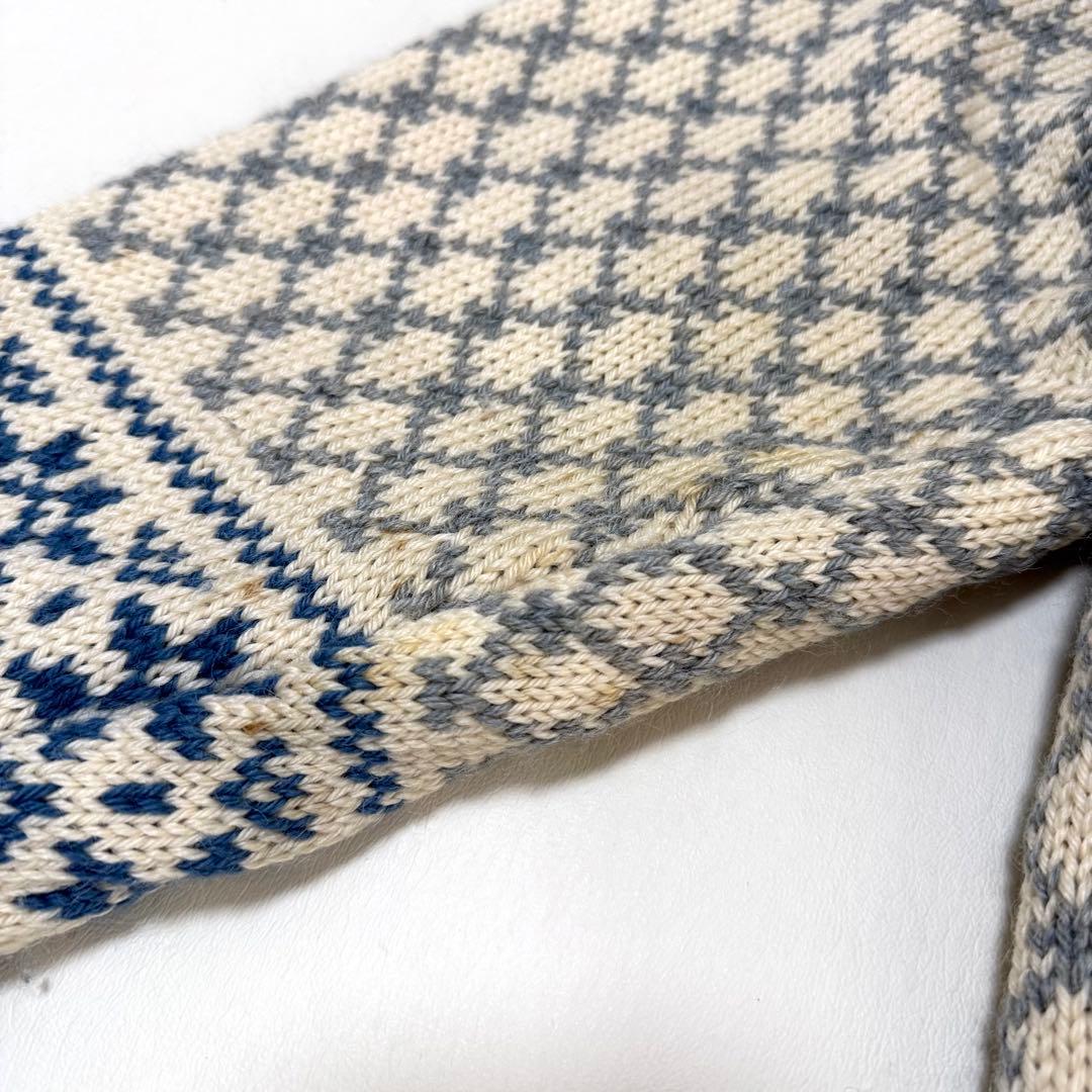 【ダーレ オブ ノルウェイ】ノルディックカーディガン（XL）ブルー　シルバー金具