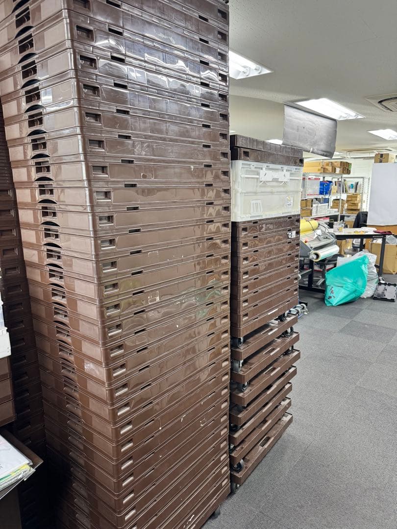 扉付き折りたたみコンテナ5個セット（75L) ブラウン 1組 定価21,037円